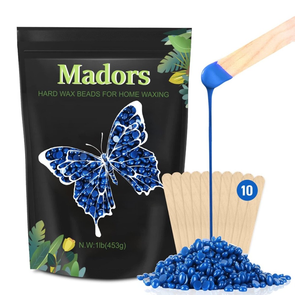 Madors Hard Wax Beads for Hair Removal -1lb/16oz Wax Beans Kit with 10 Wax applicator Sticks for Full Body, Facial, Brazilian Bikin,and legs Madors Hard Wax Beads for Hair Removal -1lb/16oz Wax Beans Kit with 10 Wax applicator Sticks for Full Body, Facial, Brazilian Bikin,and legs