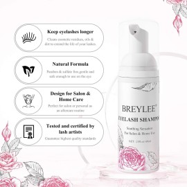 BREYLEE Eyelash Cleanser, Shampoo Foam & Brushes Eyelid Cleanser for Makeup Remover Paraben & Sulfate Free for Salon and Home Use(60ml, 2 fl oz) BREYLEE Eyelash Cleanser, Shampoo Foam & Brushes Eyelid Cleanser for Makeup Remover Paraben & Sulfate Free for Salon and Home Use(60ml, 2 fl oz)