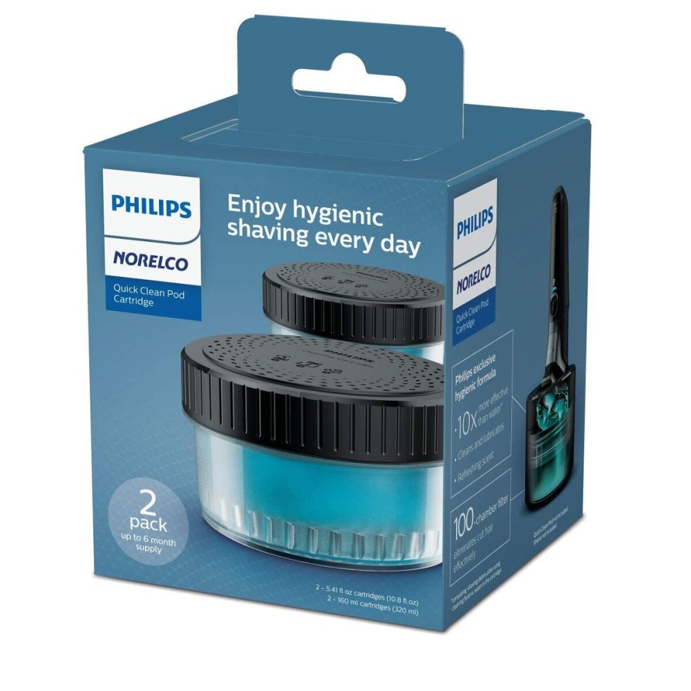 Philips Norelco Quick Clean Pod Cartridge, Easy Cleaning of Your Electric Shaver, Alcohol Free and Skin Friendly Formula, 2 Pack, Model CC12/52 Philips Norelco Quick Clean Pod Cartridge, Easy Cleaning of Your Electric Shaver, Alcohol Free and Skin Friendly Formula, 2 Pack, Model CC12/52