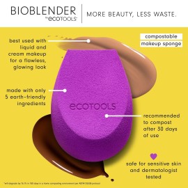 EcoTools Bioblender Makeup Sponge Duo, Compostable Makeup Blender, For Liquid & Cream Foundation, Seamless Application, Eco-Friendly Beauty Sponge, Cruelty-Free & Latex Free, 2 Count