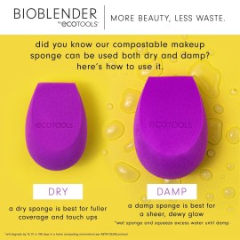 EcoTools Bioblender Makeup Sponge Duo, Compostable Makeup Blender, For Liquid & Cream Foundation, Seamless Application, Eco-Friendly Beauty Sponge, Cruelty-Free & Latex Free, 2 Count