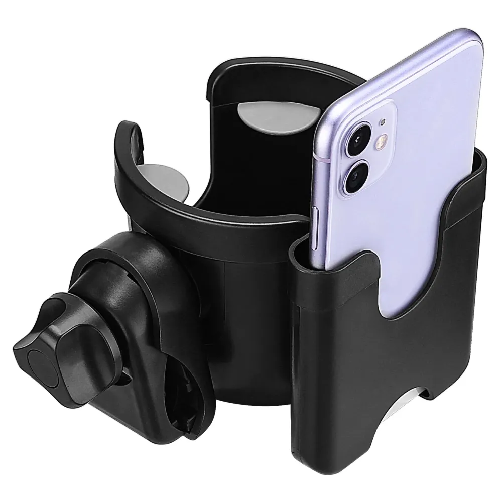Suranew Universal Stroller Cup Holder, Adjustable Drink Holder with Phone Holder for Baby Stroller, Wheelchair, Walker, Bike, Scooter, Gifts for Family Member. Suranew Universal Stroller Cup Holder, Adjustable Drink Holder with Phone Holder for Baby Stroller, Wheelchair, Walker, Bike, Scooter, Gifts for Family Member.
