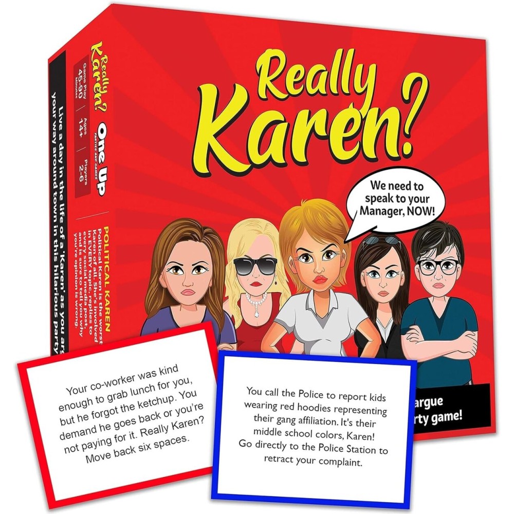 Really Karen? Board Game - Become a Karen as You Argue Your Way Around Town in This Hilarious Party Game. Ages 14 and up. Really Karen? Board Game - Become a Karen as You Argue Your Way Around Town in This Hilarious Party Game. Ages 14 and up.