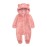 Newborn Baby Warm Snowsuit Cotton Fleece Hooded Romper Bear Pattern Jumpsuit for Baby Girl Boy Pink 0-3M