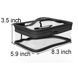 Black Transparent Cosmetic Bag Waterproof Handbag Portable Travel Work Make Up Kit Double Zipper Storage Bag, 2 PCS Black Transparent Cosmetic Bag Waterproof Handbag Portable Travel Work Make Up Kit Double Zipper Storage Bag, 2 PCS