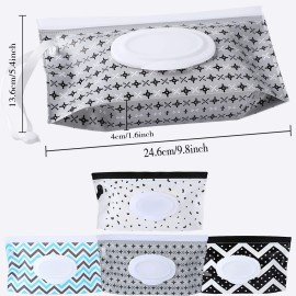FEBSNOW 4 Pack Baby Wipe Dispenser, Portable Refillable Wipe Holder, Baby Wipes Container, Wipe Dispenser, Reusable Travel Wet Wipe Pouch (Geometric) FEBSNOW 4 Pack Baby Wipe Dispenser, Portable Refillable Wipe Holder, Baby Wipes Container, Wipe Dispenser, Reusable Travel Wet Wipe Pouch (Geometric)