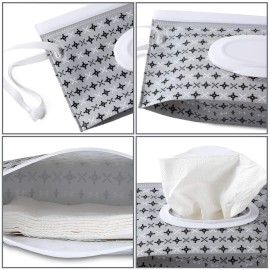 FEBSNOW 4 Pack Baby Wipe Dispenser, Portable Refillable Wipe Holder, Baby Wipes Container, Wipe Dispenser, Reusable Travel Wet Wipe Pouch (Geometric) FEBSNOW 4 Pack Baby Wipe Dispenser, Portable Refillable Wipe Holder, Baby Wipes Container, Wipe Dispenser, Reusable Travel Wet Wipe Pouch (Geometric)