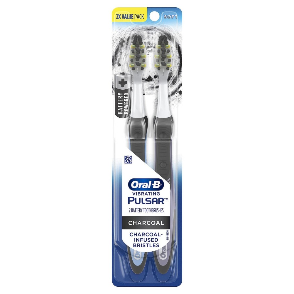 Oral-B Pulsar Battery Toothbrush with Charcoal Infused Bristles, Soft, 2 Count Oral-B Pulsar Battery Toothbrush with Charcoal Infused Bristles, Soft, 2 Count