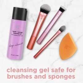 Real Techniques Brush + Sponge Cleansing Gel, Makeup Brush & Makeup Blending Sponge Shampoo, Gently Removes Makeup, Oil, & Other Impurities, Vegan & Cruelty-Free, 4fl. oz./118 ml Bottle Real Techniques Brush + Sponge Cleansing Gel, Makeup Brush & Makeup Blending Sponge Shampoo, Gently Removes Makeup, Oil, & Other Impurities, Vegan & Cruelty-Free, 4fl. oz./118 ml Bottle