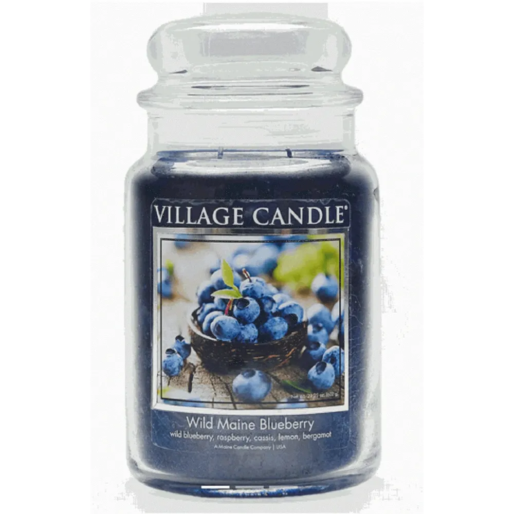 Village Candle Wild Maine Blueberry Large Glass Apothecary Jar Scented Candle, 21.25 oz, Dark Blue Village Candle Wild Maine Blueberry Large Glass Apothecary Jar Scented Candle, 21.25 oz, Dark Blue