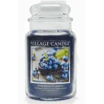 Village Candle Wild Maine Blueberry Large Glass Apothecary Jar Scented Candle, 21.25 oz, Dark Blue
