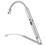 MEIRUBY Lighter Electric Candle Lighter Birthday Women\'s Day Gifts for Women Mom Wife Men, Long Electronic Rechargeable USB Lighter Arc Windproof Flameless Lighters for Candle Camping BBQ (Silver)