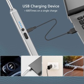 MEIRUBY Lighter Electric Candle Lighter Birthday Women\'s Day Gifts for Women Mom Wife Men, Long Electronic Rechargeable USB Lighter Arc Windproof Flameless Lighters for Candle Camping BBQ (Silver) MEIRUBY Lighter Electric Candle Lighter Birthday Women\'s Day Gifts for Women Mom Wife Men, Long Electronic Rechargeable USB Lighter Arc Windproof Flameless Lighters for Candle Camping BBQ (Silver)