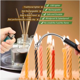 MEIRUBY Lighter Electric Candle Lighter Birthday Gifts for Women Mom Wife Men, Long Electronic Rechargeable USB Lighter Arc Windproof Flameless Lighters for Candle Camping BBQ (Black) MEIRUBY Lighter Electric Candle Lighter Birthday Gifts for Women Mom Wife Men, Long Electronic Rechargeable USB Lighter Arc Windproof Flameless Lighters for Candle Camping BBQ (Black)