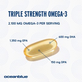 Oceanblue Professional Omega-3 2100 - 180 ct - Triple Strength Burpless Fish Oil Supplement with High-Potency EPA, DHA, DPA - Wild-Caught - Orange Flavor (90 Servings) Oceanblue Professional Omega-3 2100 - 180 ct - Triple Strength Burpless Fish Oil Supplement with High-Potency EPA, DHA, DPA - Wild-Caught - Orange Flavor (90 Servings)