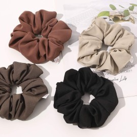 Ivyu Scrunchies Hair Ties, Big Large Scrunchie for Girls Women, Cute Hairties Jumbo Scrunchy For Thick Curl Hair No Crease Hair Accessories Soft Ropes Ponytail Holder, 4 Count, Black, Brown, Beige Ivyu Scrunchies Hair Ties, Big Large Scrunchie for Girls Women, Cute Hairties Jumbo Scrunchy For Thick Curl Hair No Crease Hair Accessories Soft Ropes Ponytail Holder, 4 Count, Black, Brown, Beige