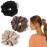 Ivyu Scrunchies Hair Ties, Big Large Scrunchie for Girls Women, Cute Hairties Jumbo Scrunchy For Thick Curl Hair No Crease Hair Accessories Soft Ropes Ponytail Holder, 4 Count, Black, Brown, Beige