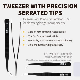 HengTianMei 7Pcs Precision Micro Tweezers Set, Anti-Static Stainless Steel, 3 Sharp Pointed Tweezers, 2 Curved Tweezer, 2 Serrated Tweezer for Eyelash Extensions, Craft, Jewelry, Soldering,Electronics HengTianMei 7Pcs Precision Micro Tweezers Set, Anti-Static Stainless Steel, 3 Sharp Pointed Tweezers, 2 Curved Tweezer, 2 Serrated Tweezer for Eyelash Extensions, Craft, Jewelry, Soldering,Electronics