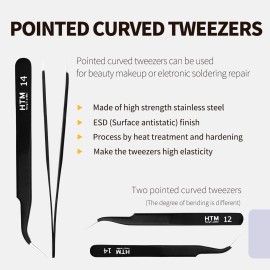 HengTianMei 7Pcs Precision Micro Tweezers Set, Anti-Static Stainless Steel, 3 Sharp Pointed Tweezers, 2 Curved Tweezer, 2 Serrated Tweezer for Eyelash Extensions, Craft, Jewelry, Soldering,Electronics HengTianMei 7Pcs Precision Micro Tweezers Set, Anti-Static Stainless Steel, 3 Sharp Pointed Tweezers, 2 Curved Tweezer, 2 Serrated Tweezer for Eyelash Extensions, Craft, Jewelry, Soldering,Electronics