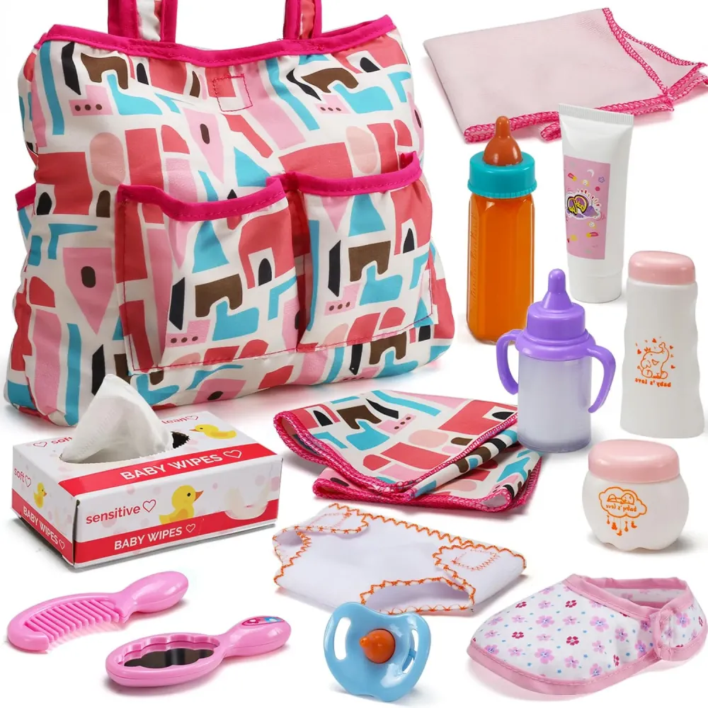 14 Pack Baby Doll Accessories, Baby Doll Feeding and Caring Set Includes Diaper Bag, Doll Diapers, Magic Bottle, Changing Mat for Girl Toddler Kid, Babies Pretend Play Set for Birthday Gift Christmas 14 Pack Baby Doll Accessories, Baby Doll Feeding and Caring Set Includes Diaper Bag, Doll Diapers, Magic Bottle, Changing Mat for Girl Toddler Kid, Babies Pretend Play Set for Birthday Gift Christmas