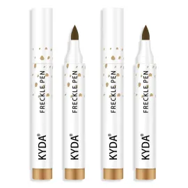 KYDA 2 Pcs Freckle Makeup Pen, Natural Lifelike Freckle Makeup Pen Magic Color, Waterproof Longlasting Soft Dot Sopt, for Natural Effortless Sunkissed Make up-Light Brown
