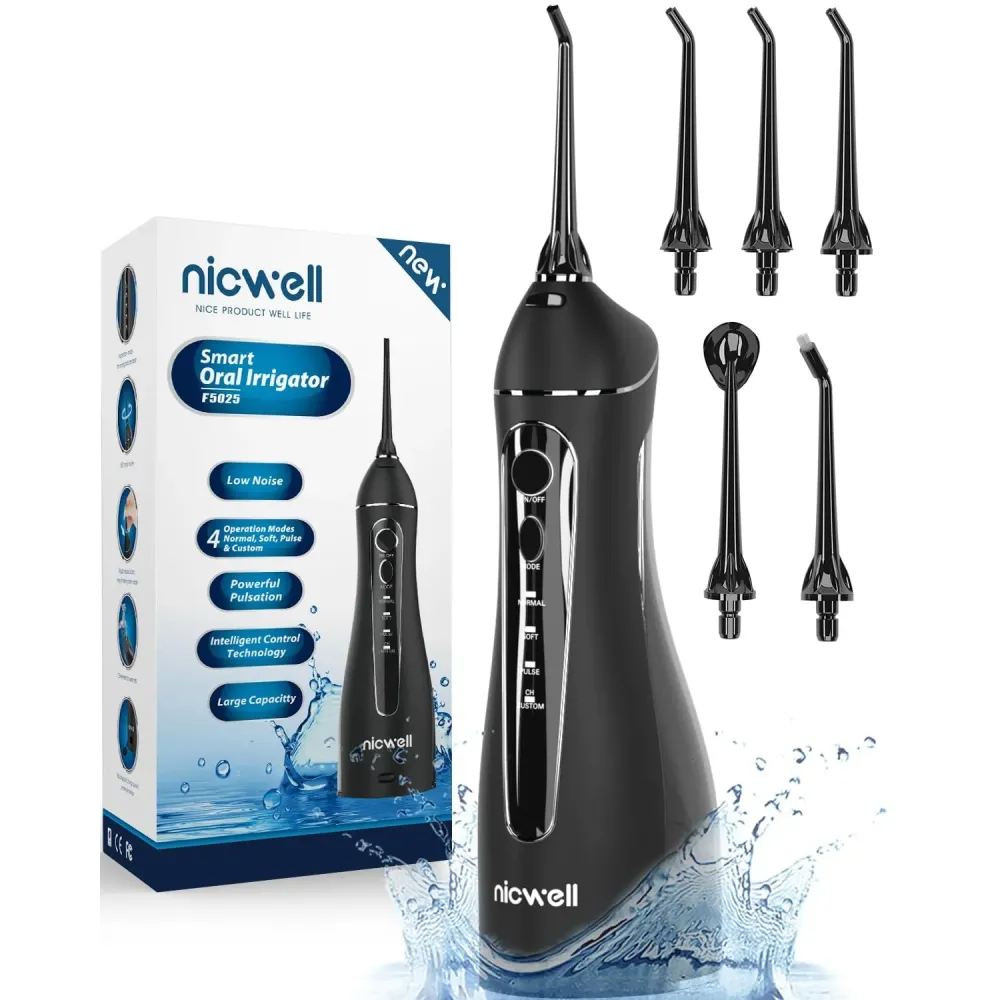 Nicwell Water Dental Flosser Teeth Pick - Cordless Portable 4 Modes Rechargeable Flossers Oral Irrigator IPX7 Waterproof Travel Gum Floss Cleaner Deep Cleaning Flossing Picks for Home Daily Shower Nicwell Water Dental Flosser Teeth Pick - Cordless Portable 4 Modes Rechargeable Flossers Oral Irrigator IPX7 Waterproof Travel Gum Floss Cleaner Deep Cleaning Flossing Picks for Home Daily Shower