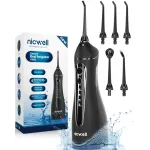 Nicwell Water Dental Flosser Teeth Pick - Cordless Portable 4 Modes Rechargeable Flossers Oral Irrigator IPX7 Waterproof Travel Gum Floss Cleaner Deep Cleaning Flossing Picks for Home Daily Shower