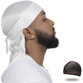 ForceWave Silky Durag for Men Wave Cap Satin Dorag for Men Women 360 Wave White ForceWave Silky Durag for Men Wave Cap Satin Dorag for Men Women 360 Wave White