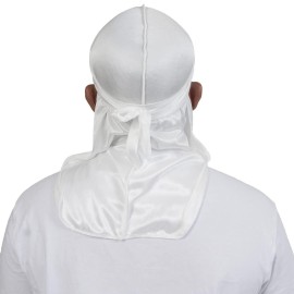 ForceWave Silky Durag for Men Wave Cap Satin Dorag for Men Women 360 Wave White