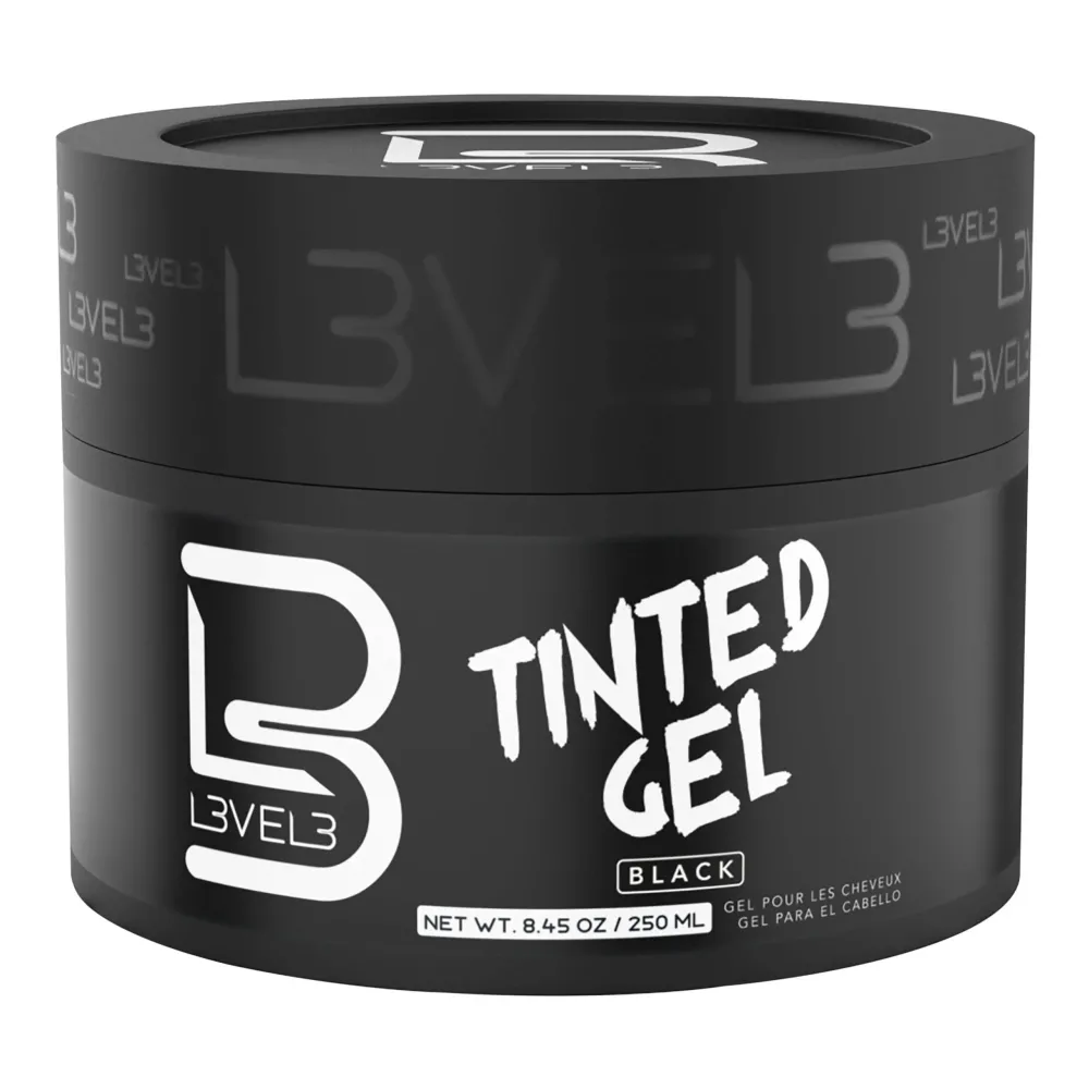 L3 Level 3 Tinted Gel Black - Temporary Black Hair Gel For Hair No Flaking and Rinses Out Easily - Level Three Strong Hold Formula L3 Level 3 Tinted Gel Black - Temporary Black Hair Gel For Hair No Flaking and Rinses Out Easily - Level Three Strong Hold Formula