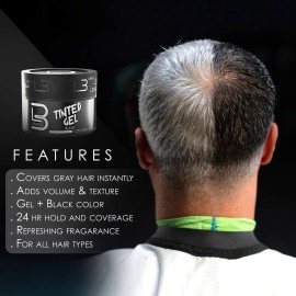 L3 Level 3 Tinted Gel Black - Temporary Black Hair Gel For Hair No Flaking and Rinses Out Easily - Level Three Strong Hold Formula L3 Level 3 Tinted Gel Black - Temporary Black Hair Gel For Hair No Flaking and Rinses Out Easily - Level Three Strong Hold Formula