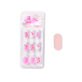 KISS imPRESS No Glue Mani Press On Nails, Mini Press-On Manicure for Kids, \'Super Duper\', Pink, Kids Size, Squoval Shape, Includes 20 Fake Nails with Removable Application Tabs, 1 Mini File