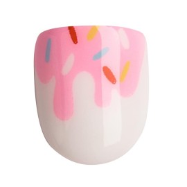 KISS imPRESS No Glue Mani Press On Nails, Mini Press-On Manicure for Kids, \'Super Duper\', Pink, Kids Size, Squoval Shape, Includes 20 Fake Nails with Removable Application Tabs, 1 Mini File