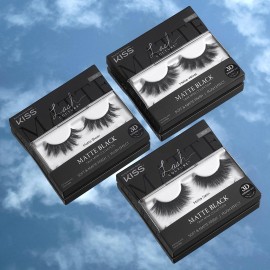 KISS Lash Couture False Eyelashes, Matte Black Faux Mink Collection, 3D Volume Lash, Soft & Matte Finish, Style \'Matte Velvet\', 1 Pair Fake Eyelashes KISS Lash Couture False Eyelashes, Matte Black Faux Mink Collection, 3D Volume Lash, Soft & Matte Finish, Style \'Matte Velvet\', 1 Pair Fake Eyelashes