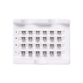 KISS Falscara DIY Eyelash Extension Lengthening Wisps - Featherlight Synthetic Reusable Artificial Eyelashes Multipack of 24 Mini Lash Clusters for that Authentic Eyelash Extension Look