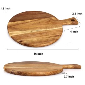 Acacia Wood Cutting Board with Handle Wooden Chopping Board Round Cutting Boards for Kitchen Decor Large Charcuterie Board Tray Teak Meat Cheese Board Bread Serving Platter Butcher Block Pizza Board Acacia Wood Cutting Board with Handle Wooden Chopping Board Round Cutting Boards for Kitchen Decor Large Charcuterie Board Tray Teak Meat Cheese Board Bread Serving Platter Butcher Block Pizza Board
