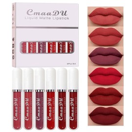 evpct CmaaDu 6Pcs Lipstick Matte Liquid Lipstick Lipgloss Set for Women, Dark Deep Bright Ruby Sexy Brick Red Mauve labiales mate 24 horas originales matte larga duracion 24 Hour Lipstick Long Lasting evpct CmaaDu 6Pcs Lipstick Matte Liquid Lipstick Lipgloss Set for Women, Dark Deep Bright Ruby Sexy Brick Red Mauve labiales mate 24 horas originales matte larga duracion 24 Hour Lipstick Long Lasting