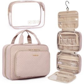 BAGSMART Toiletry Bag Hanging Travel Makeup Organizer with TSA Approved Transparent Cosmetic Bag Makeup Bag for Full Sized Toiletries, Medium-Pink BAGSMART Toiletry Bag Hanging Travel Makeup Organizer with TSA Approved Transparent Cosmetic Bag Makeup Bag for Full Sized Toiletries, Medium-Pink