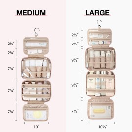 BAGSMART Toiletry Bag Hanging Travel Makeup Organizer with TSA Approved Transparent Cosmetic Bag Makeup Bag for Full Sized Toiletries, Medium-Pink