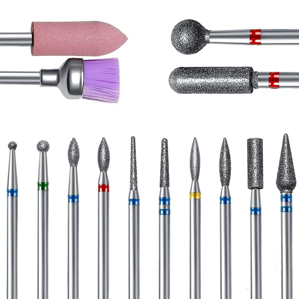 ERUIKA 14pcs Nail Drill Bits Set, Professional Rotary Burrs Diamond Cuticle Remover Bits Kit, 3/32 Electric Manicure Nail File Bit for Acrylic Gel Nails Cuticle Manicure ERUIKA 14pcs Nail Drill Bits Set, Professional Rotary Burrs Diamond Cuticle Remover Bits Kit, 3/32 Electric Manicure Nail File Bit for Acrylic Gel Nails Cuticle Manicure