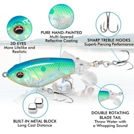 TRUSCEND Top Water Fishing Lures with BKK Hooks, Whopper for Freshwater or Saltwater, Floating Lure Bass Catfish Pike, Wobble Surface Bait Teasers Gifts Men TRUSCEND Top Water Fishing Lures with BKK Hooks, Whopper for Freshwater or Saltwater, Floating Lure Bass Catfish Pike, Wobble Surface Bait Teasers Gifts Men