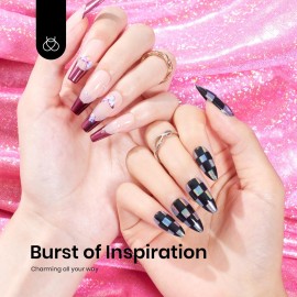 Beetles Metallic Chrome Nail Powder Kit Black White Colors Gel Polish Mirror Effect Holographic Metallic Nail Polish Chrome Manicure Art Decoration Glitter Nail Powder for Women