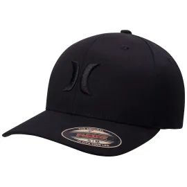 Hurley Mens Baseball Cap - Flexfit Fitted Baseball Caps for Men (Sizes: S-XL), Size Large-X-Large, Black/(Black)