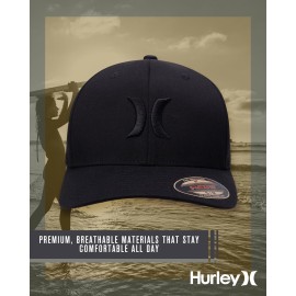 Hurley Mens Baseball Cap - Flexfit Fitted Baseball Caps for Men (Sizes: S-XL), Size Large-X-Large, Black/(Black) Hurley Mens Baseball Cap - Flexfit Fitted Baseball Caps for Men (Sizes: S-XL), Size Large-X-Large, Black/(Black)