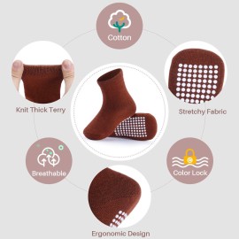 JAKIDAR 12 Pack Baby Toddler Socks Non Slip Grip Cotton Crew Socks for Boys Girls Infants Kids, Angola Red, 12-24 Months JAKIDAR 12 Pack Baby Toddler Socks Non Slip Grip Cotton Crew Socks for Boys Girls Infants Kids, Angola Red, 12-24 Months
