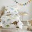 4 Pieces Toddler Bedding Set Dinosaur White with Colorful Dinos and Monsters Toddler Comforter Sheet Set for Autumu and Winter Includes Comforter, Flat Sheet, Fitted Sheet and Pillowcase