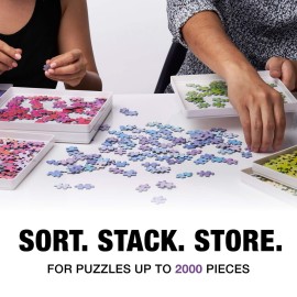 Tidyboss 8 Puzzle Sorting Trays with Lid 10 x 10 - Portable Jigsaw Puzzle Accessories White Background Makes Pieces Stand Out Sort Patterns, Shapes and Colors | for Puzzles Up to 1500-2000 Pieces