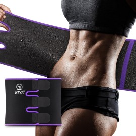 RIYA Waist Trimmer Sweat Waist Trainer for Wome and Men Waist Sweat Belt Band Belly Stomach Wrap Purple