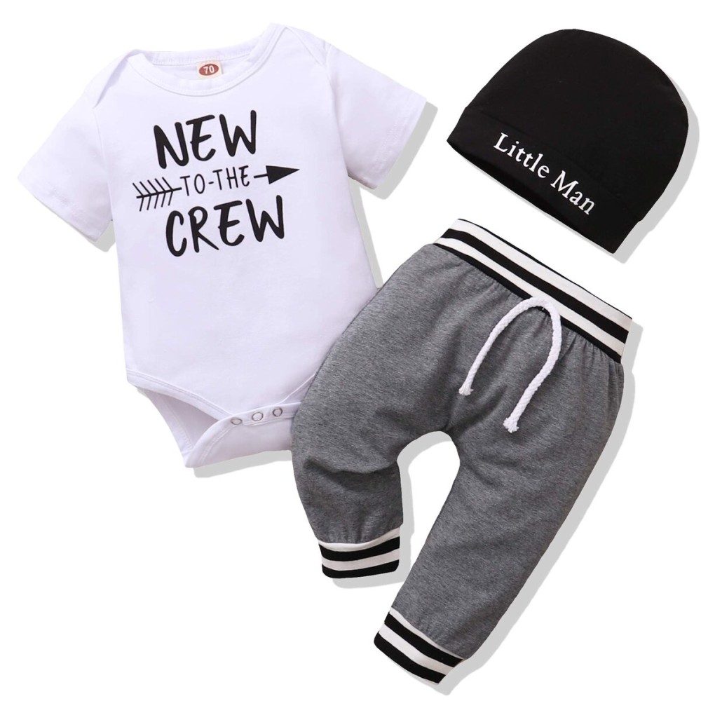 Renotemy Newborn Baby Boy Clothes Short Sleeve Romper Outfits Set New to The Crew Outfits Baby Boy Clothes 0-3 Months Gray Renotemy Newborn Baby Boy Clothes Short Sleeve Romper Outfits Set New to The Crew Outfits Baby Boy Clothes 0-3 Months Gray