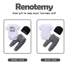 Renotemy Newborn Baby Boy Clothes Short Sleeve Romper Outfits Set New to The Crew Outfits Baby Boy Clothes 0-3 Months Gray Renotemy Newborn Baby Boy Clothes Short Sleeve Romper Outfits Set New to The Crew Outfits Baby Boy Clothes 0-3 Months Gray